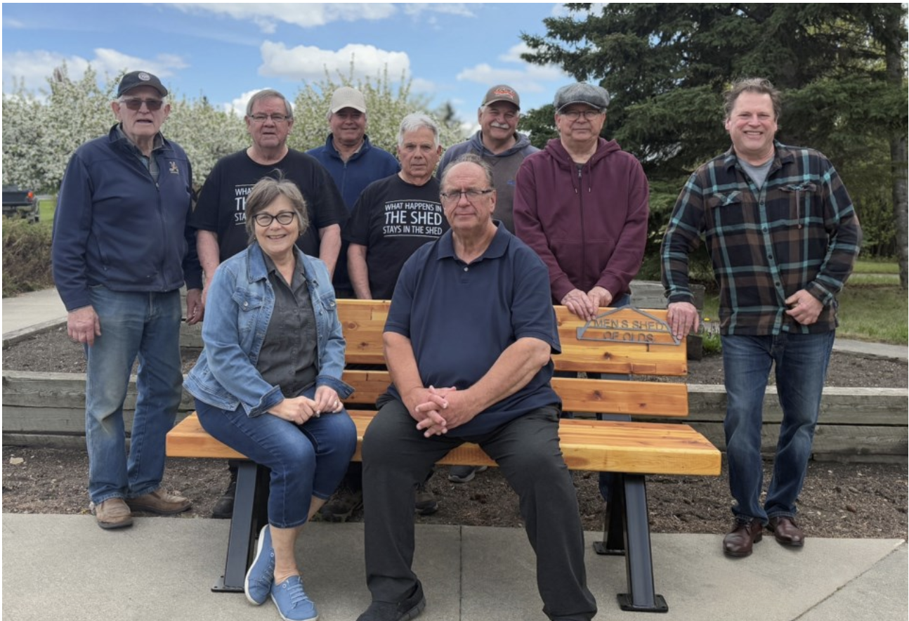 Men’s Shed of Olds creates benches for hospital garden