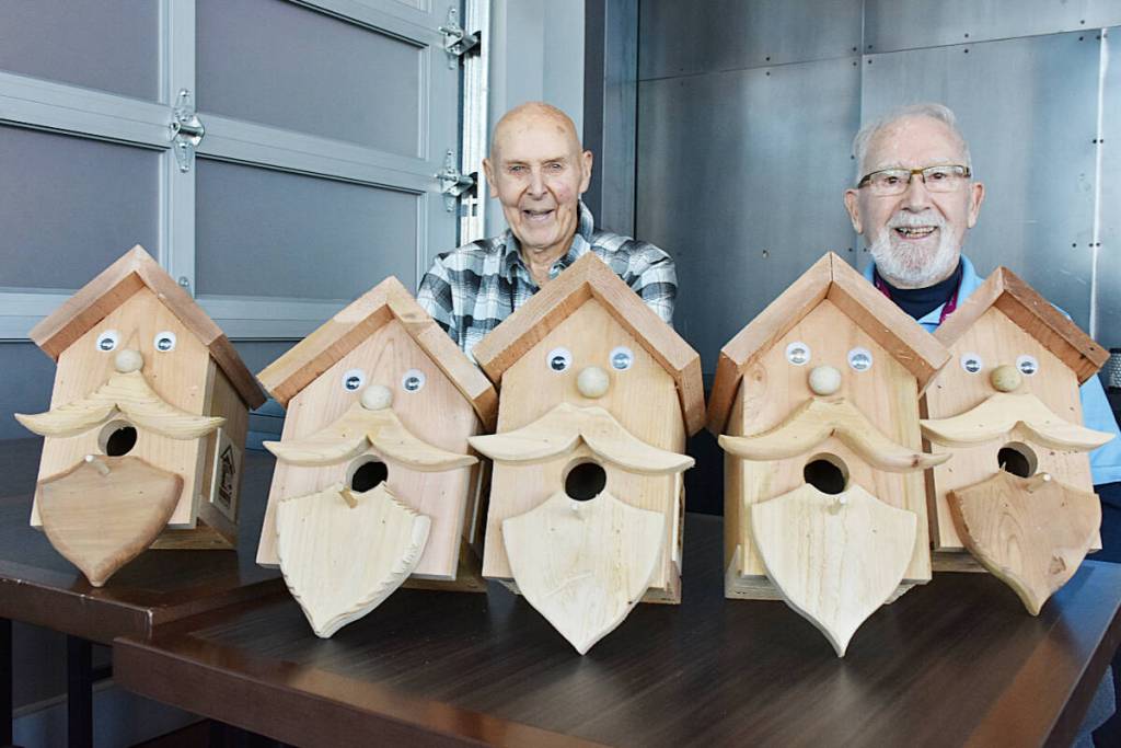 Seniors sell mustachioed birdhouses for “Movember”